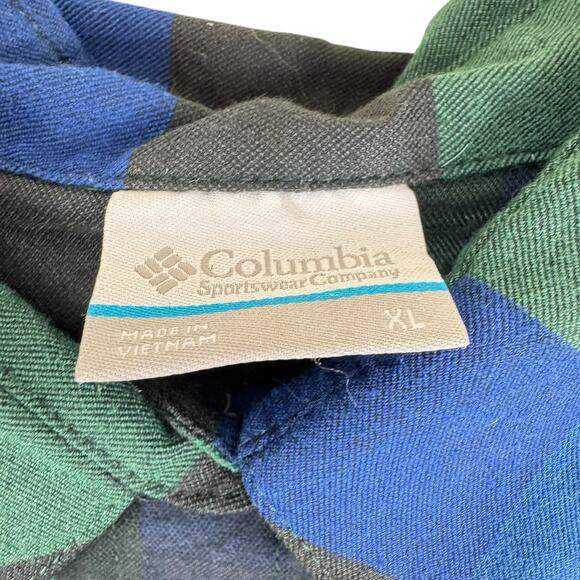 Columbia Green Blue Striped Long Sleeve Collared Flannel Button Up Shirt Mens XL - Picture 5 of 6